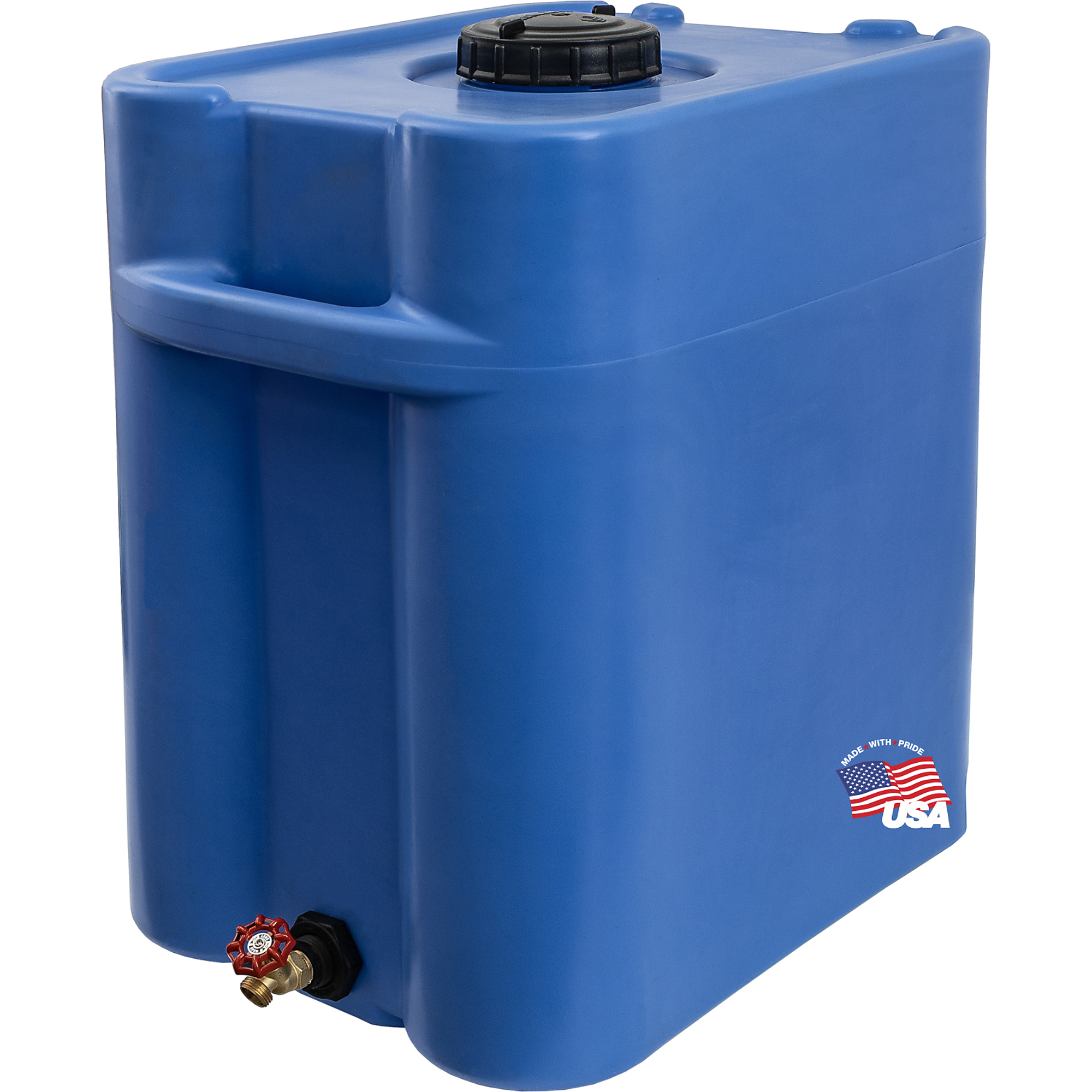 Romotech 82129403 55 Gallon Blue Portable Stackable Water Storage Tank Dispenser with Wheels for Outdoor Camping